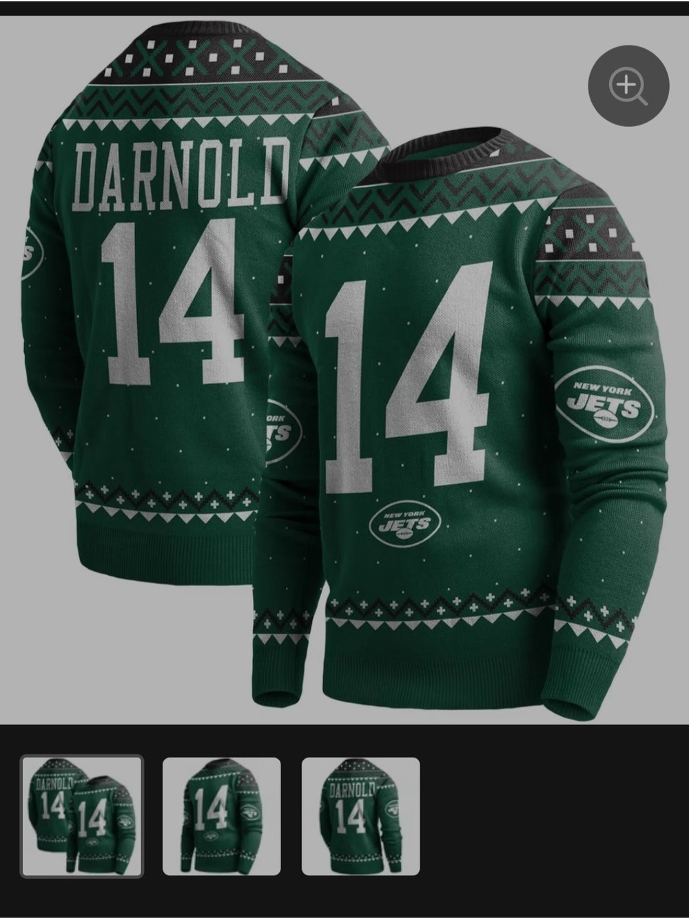 NFL Green and White Number 14 DARNOLD Crewneck Sweater